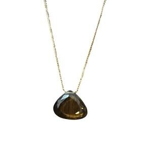 Elegant Gold Filled or Plated Chain with Faceted Brown Pendant Stone